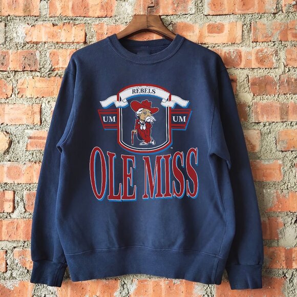 Vintage University of Mississippi Sweatshirt, Retro Ole Miss Rebels Shirt Tee - Picture 1 of 2